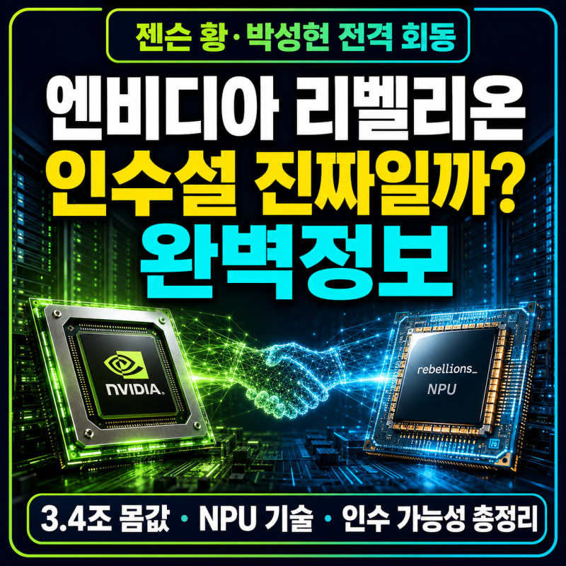 젠슨 황 리벨리온 인수할까? 엔비디아 박성현 만남과 3.4조 NPU 가치 완벽 분석!
