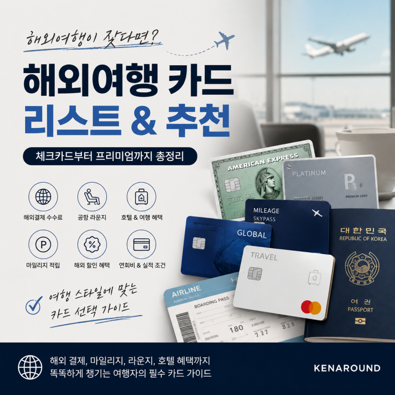 해외여행이 잦다면 어떤 카드가 좋을까?｜마일리지·라운지·해외결제 혜택별 추천