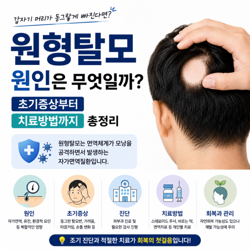 원형탈모 원인은 무엇일까? 초기증상부터 치료방법까지 총정리