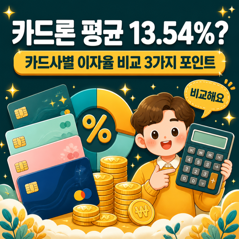 카드론 평균 13.54%?.. 카드사별 이자율 비교 3가지 포인트