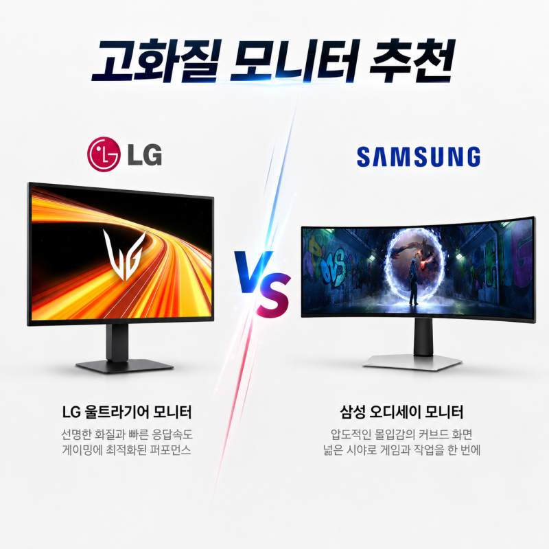 고화질 게이밍 모니터 추천, 삼성 오디세이 OLED G9 vs LG 울트라기어 27GX790B 비교
