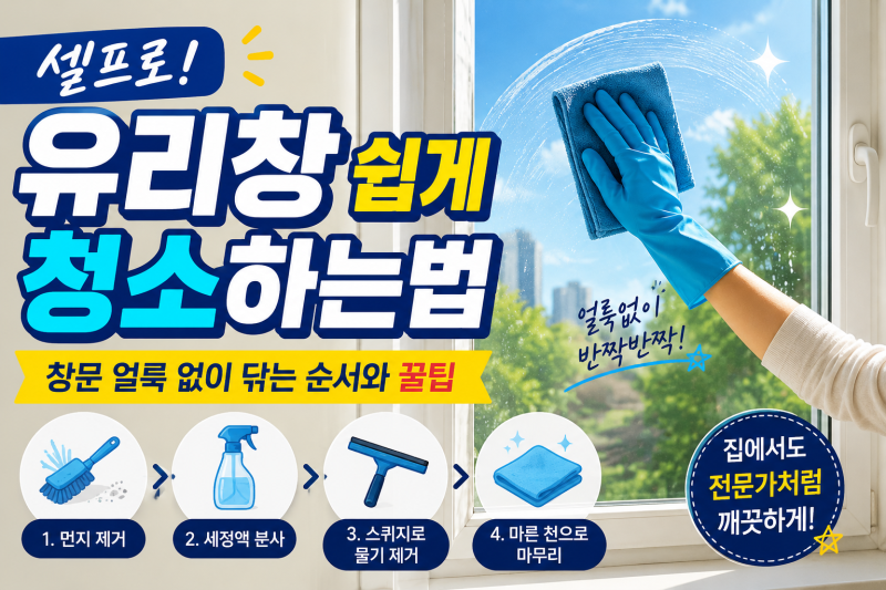 셀프로 유리창 쉽게 청소하는법｜창문 얼룩 없이 닦는 순서와 꿀팁
