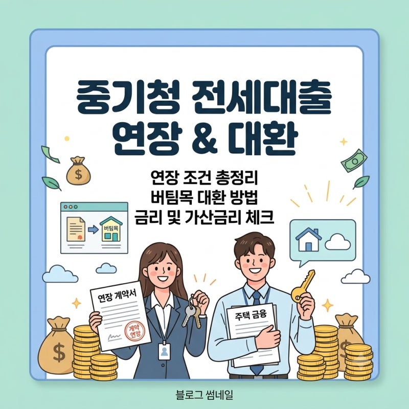 중소기업 취업청년 전월세보증금 대출(중기청) 연장 조건 및 대환 방법