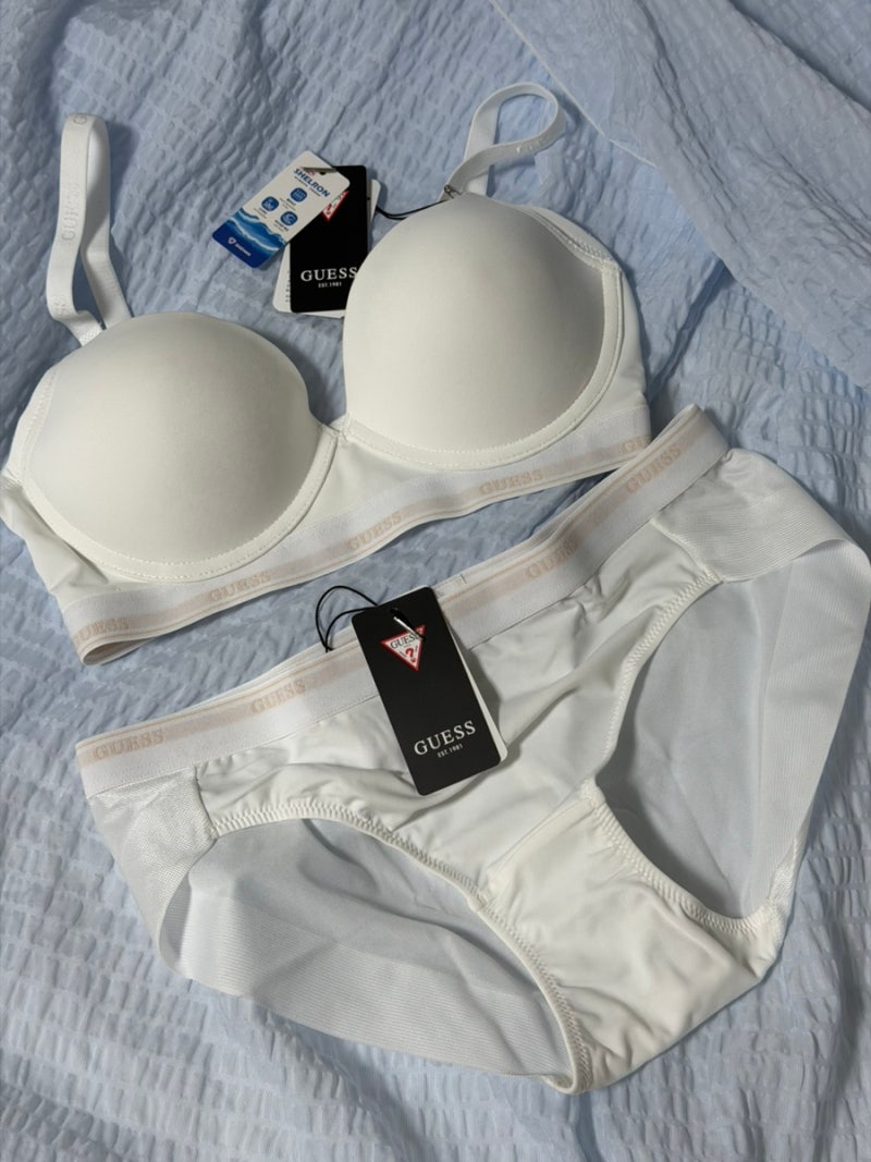 여자속옷세트 게스언더웨어 소프트 쉘론 노와이어 브라 팬티 세트 아이보리 75C 후기