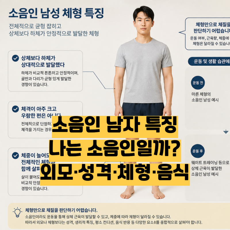소음인 남자 특징, 나는 소음인일까? 외모·성격·체형·음식