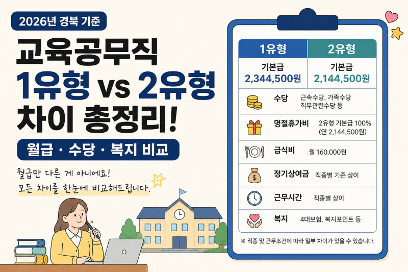 [교육공무직 1유형·2유형 차이 총정리]｜경북 교육공무직 월급부터 수당·복지까지 2026년 기....