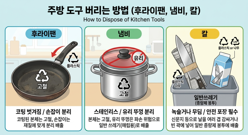 주방용품(후라이팬, 냄비, 칼 )버리는 방법