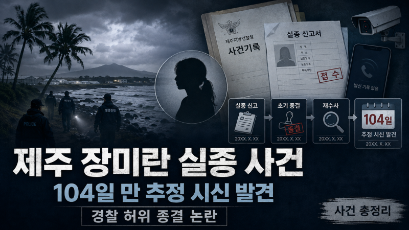 제주 장미란 실종 사건 총정리: 104일 만 추정 시신 발견, 경찰 허위 종결 논란