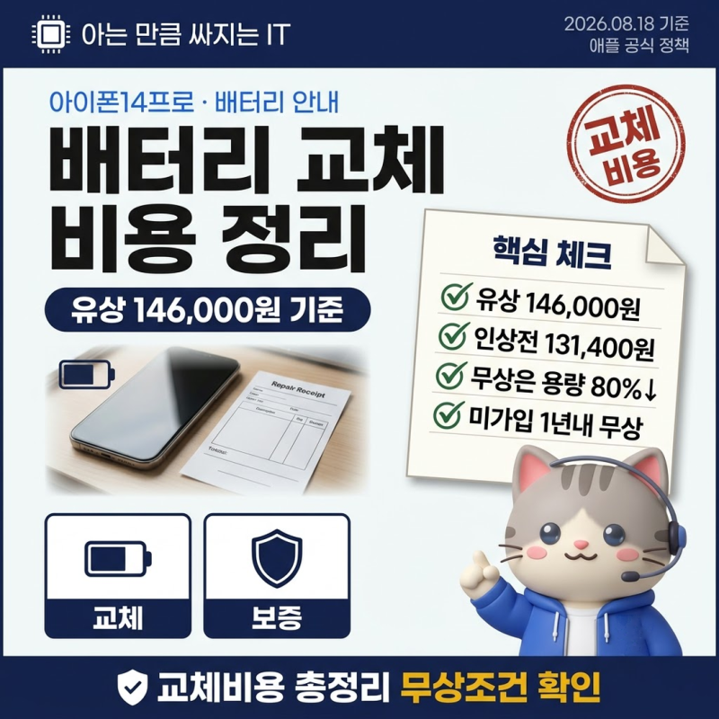아이폰14프로배터리교체비용 146,000원 무상 조건과 80% 기준 정리