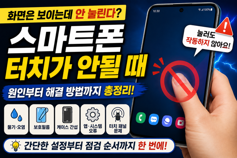 스마트폰 터치가 안될 때 해결 방법 | 화면은 보이는데 터치 먹통일 때 (2026)