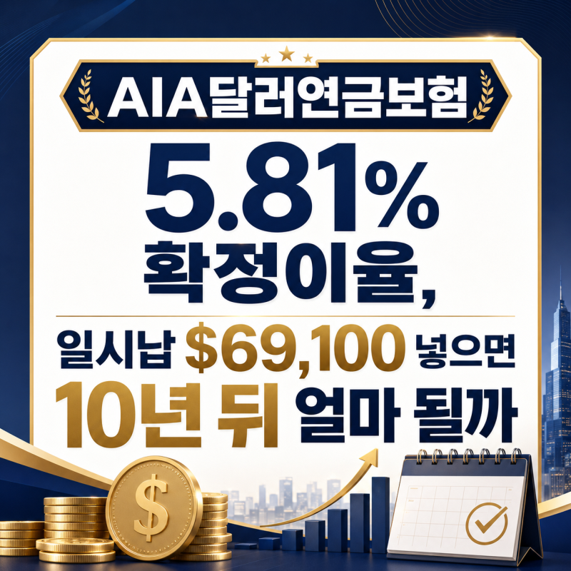 AIA달러연금보험 5.81% 확정이율 일시납 $69,100 넣으면 10년 뒤 얼마 될까