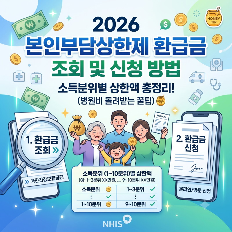 2026 본인부담상한제 환급금 조회 및 신청 방법, 소득분위별 상한액 총정리! (병원비 돌려받는....