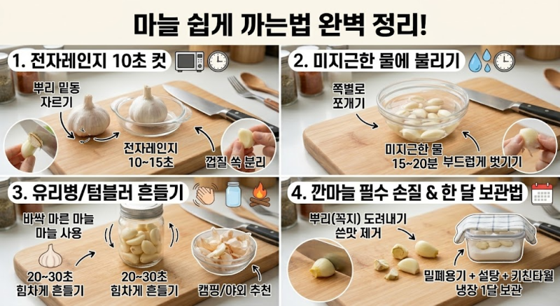 아직도 손톱 밑 아프게 마늘 까십니까? 요리하는 아재가 알려주는 10초 컷 마늘 까는법