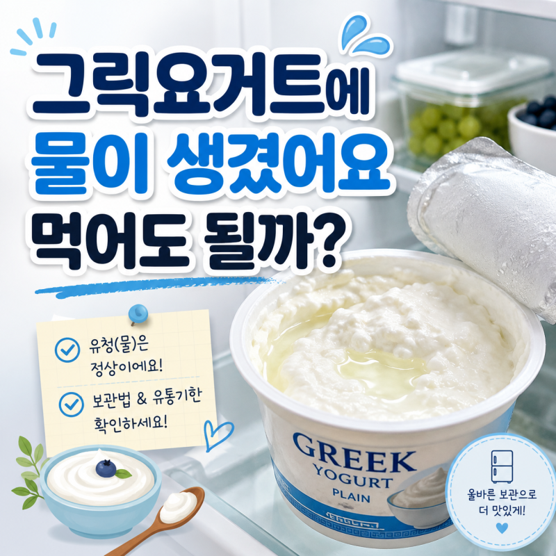 그릭요거트에 물이 생겼어요, 먹어도 될까? 냉장고에서 확인해봤어요