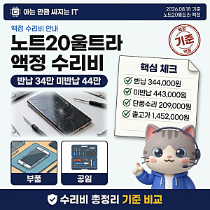 노트20울트라액정수리비 반납 미반납 사설 비용 정리