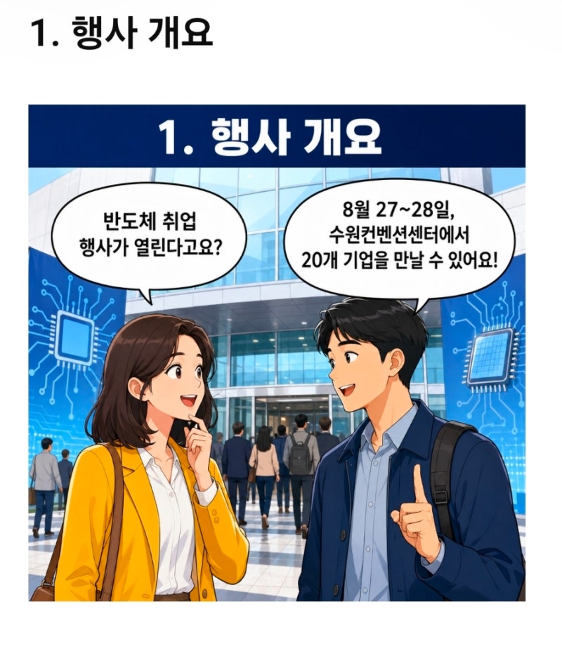 취업할 자녀분이 계신다면 필독~경기도 반도체 채용박람회 개최, 8월 27~28일 수원서 20개 기업....