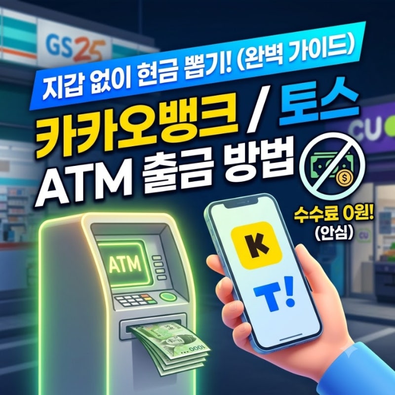 카드 없이 편의점 현금 인출하기! 카카오뱅크 토스 ATM 출금 방법!