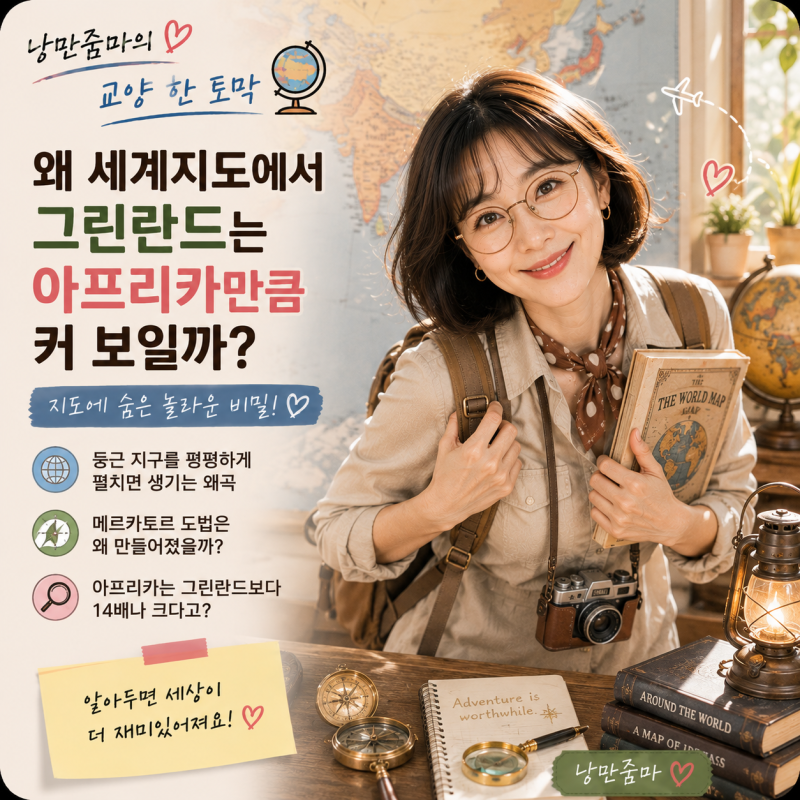 왜 세계지도에서 그린란드는 아프리카만큼 커 보일까? (지도투영법, 메카르토투영법)