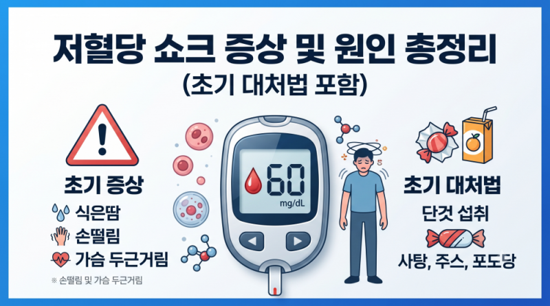 저혈당 쇼크 증상 및 원인 총정리 (초기 대처법 포함)