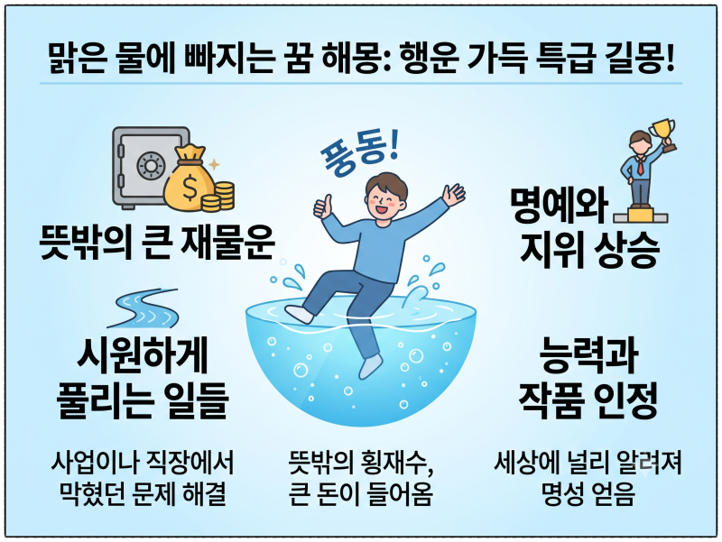 물에 빠지는 꿈 해몽 맑은 물과 흙탕물의 반전 의미?