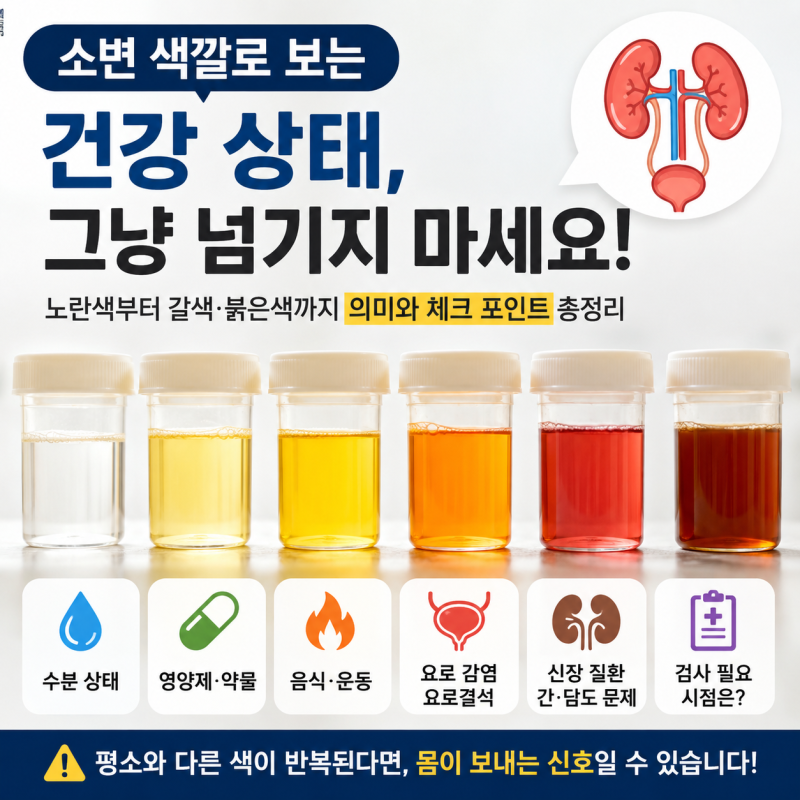 소변 색깔로 보는 건강 상태, 노란색부터 갈색·붉은색까지 그냥 넘기면 안 되는 변화