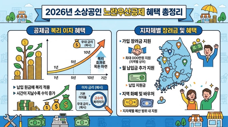 2026 소상공인 노란우산공제 부금 복리 이율 및 지자체 장려금 혜택 총정리
