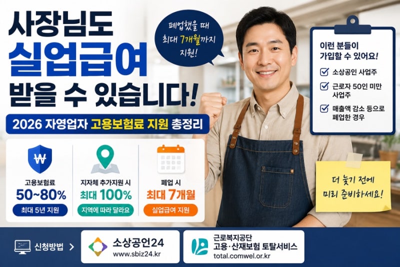 자영업자도 실업급여 받을 수 있을까? 2026 소상공인 고용보험료 지원 총정리