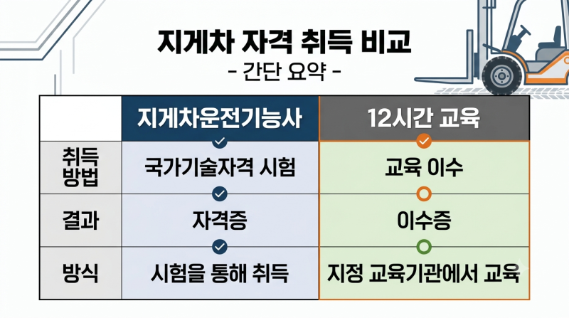 지게차 자격증 vs 이수증, 뭐가 다른가요? 3톤 미만이라면 꼭 알아야 할 차이