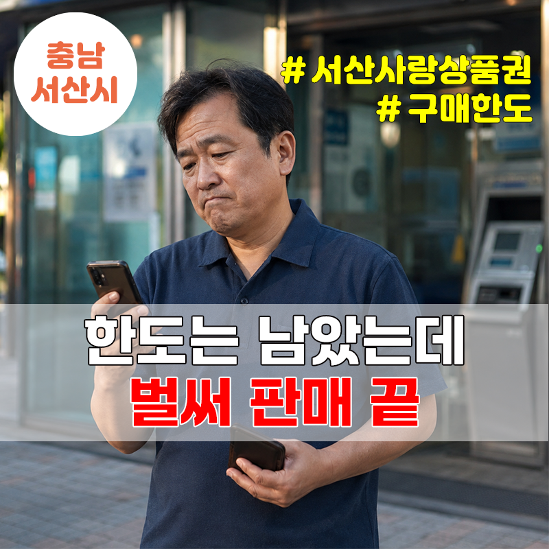 서산사랑상품권 10% 할인, 8월분은 이미 판매 완료됐습니다