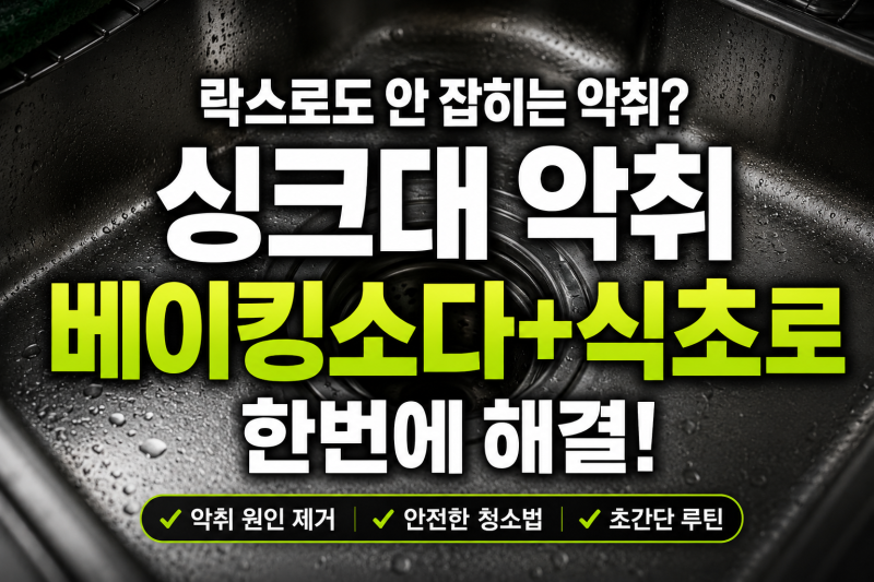주방 싱크대 배수구 악취 잡는 베이킹소다 식초 청소법
