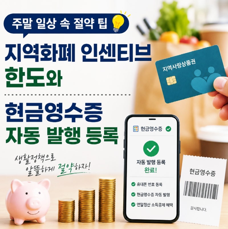 주말 일상 속 절약 팁 지역화폐 인센티브 한도와 현금영수증 자동 발행 등록