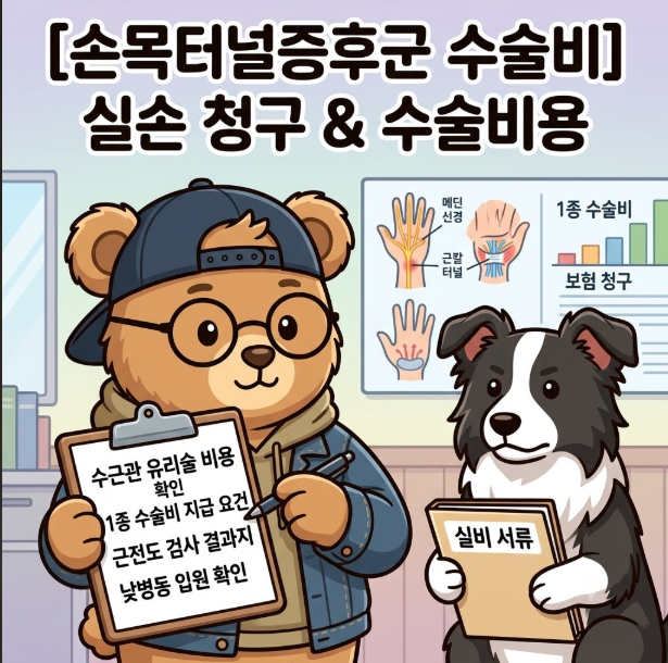 [손목터널증후군 수술비] 손목 저림 수근관 유리술 비용 얼마? 1종 수술비 & 실손 청구 기준