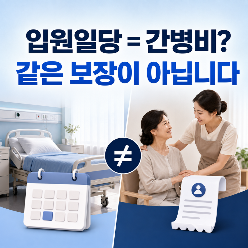 입원일당과 간병인사용일당은 같은 보장이 아닙니다