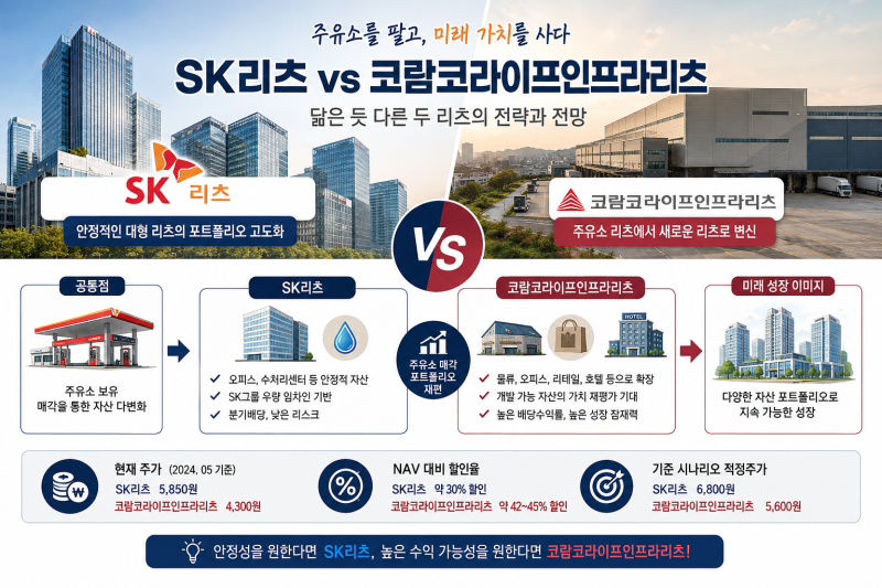 [리츠 탐방] SK리츠 vs 코람코라이프인프라리츠, 주유소를 팔고 무엇을 사는가? 두 리츠의 닮....