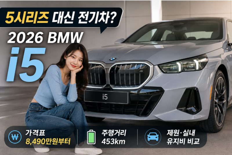 "5시리즈 대신 전기차?" 2026 BMW i5 가격표부터 453km 주행거리까지