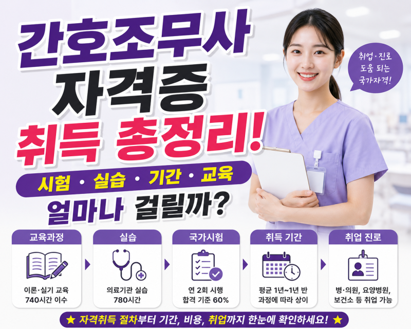 간호조무사 자격증 취득 총정리! 시험·실습·기간·교육, 얼마나 걸릴까