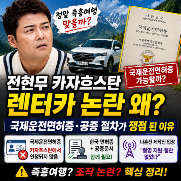 전현무 카자흐스탄 렌터카 논란 왜? 국제운전면허증·공증 절차가 쟁점 된 이유