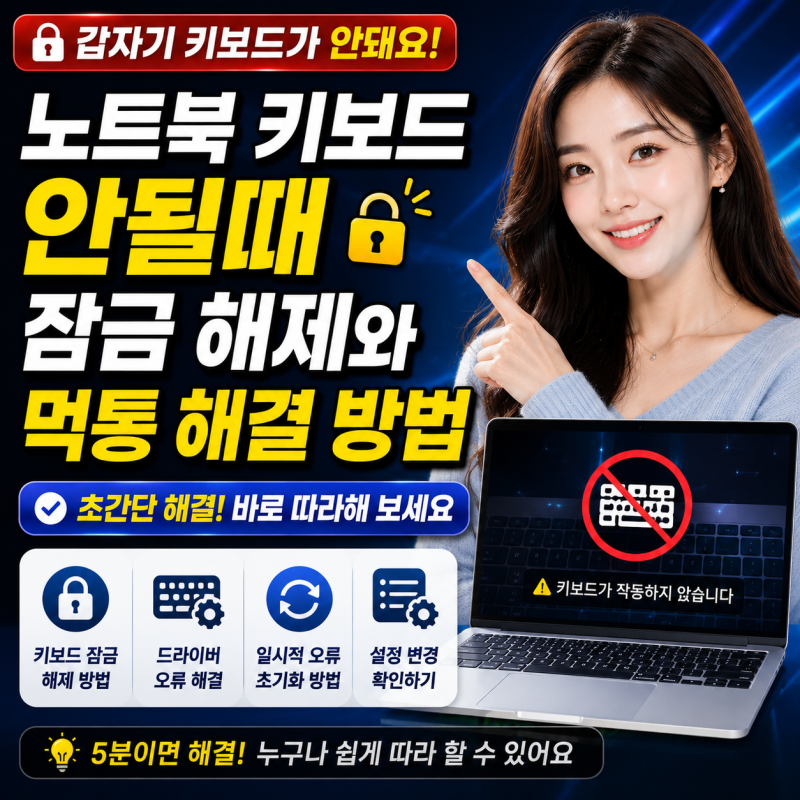 노트북 키보드 안될때 잠금 해제와 먹통 해결 방법