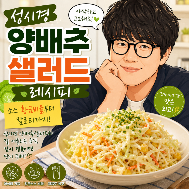 성시경 양배추샐러드 레시피, 소스 황금비율부터 칼로리까지! 아삭하고 고소하게 만드는 비....