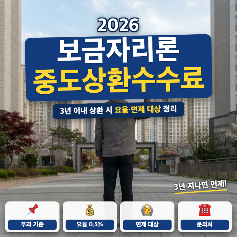 보금자리론 중도상환수수료 얼마나 나올까요? (+ 면제 조건, 계산 예시)