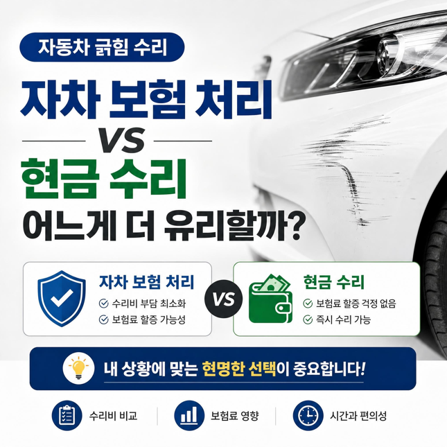 자동차 긁힘 수리, 자차 보험 처리 vs 현금 수리 어느게 더 유리할까?