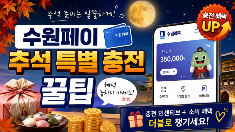 50만원 넣고 60만원 쓴다! 수원페이 추석 특별 충전 꿀팁