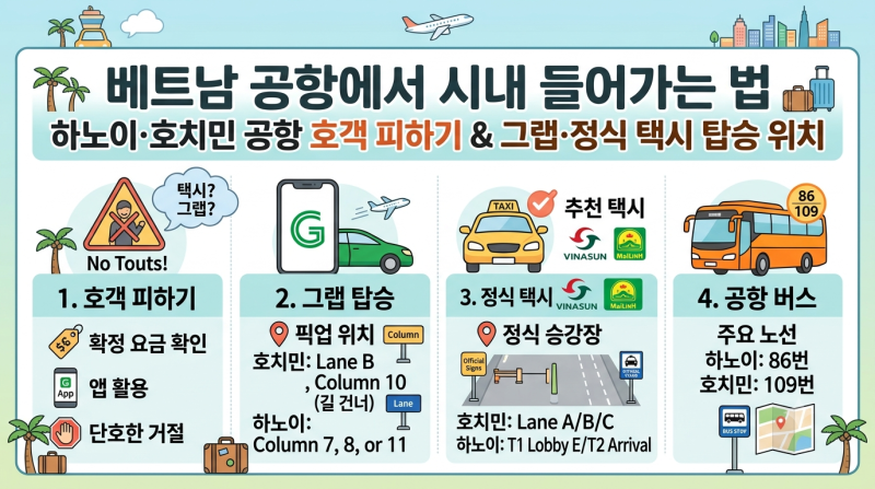 호치민·하노이 메인 공항 도착 후 시내까지 안전하게 들어가는 방법