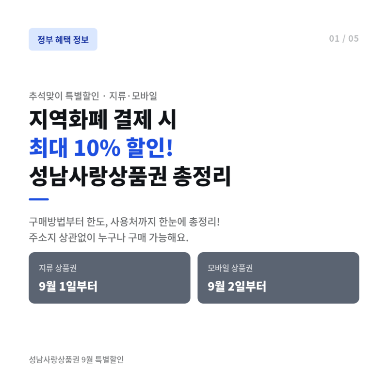 성남사랑상품권 9월 특별할인, 한도와 사용처까지 한번에 정리