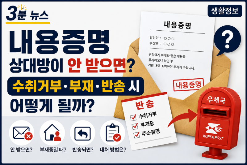 내용증명 상대방이 안 받으면? 수취거부·부재·반송 시 어떻게 될까