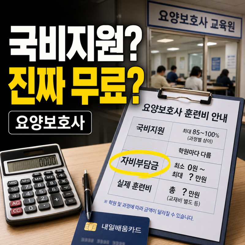 요양보호사 자격증, 국비지원이면 무조건 무료일까? 내일배움카드 학원마다 달라지는 실제 ....