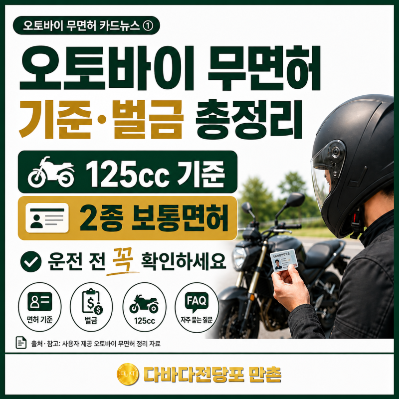오토바이 무면허 처벌 벌금 얼마일까