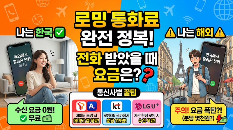 [로밍 통화료 완전 정복] 외국에서 걸려온 로밍 전화, 받았을 때 요금은 누가 낼까? (요금 폭....