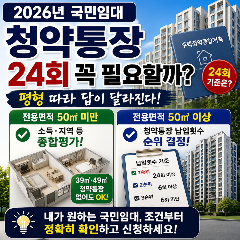 국민임대 청약통장 24회 꼭 필요할까? 평형 따라 답이 달라진다