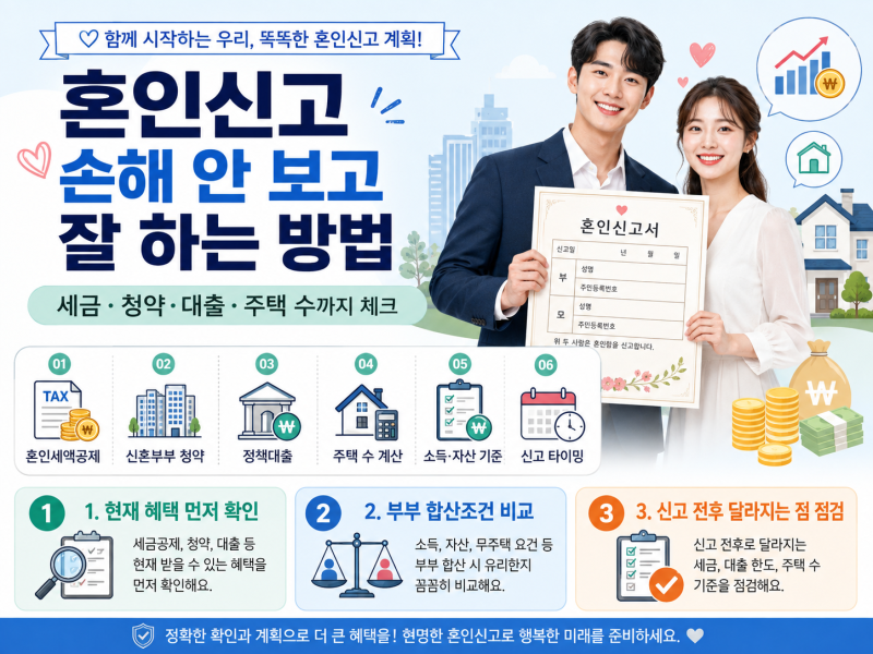 혼인신고, 손해 안 보고 잘 하는 방법｜2026년 세금·청약·대출까지 따져봐야 하는 이유